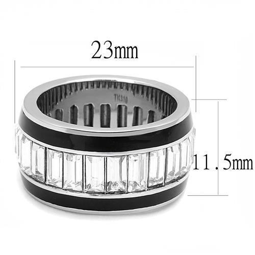 TK3173 - High polished (no plating) Stainless Steel Ring with Top Grade Crystal  in Clear LuxuryLifeWay Online Store