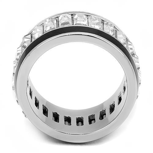 TK3173 - High polished (no plating) Stainless Steel Ring with Top Grade Crystal  in Clear LuxuryLifeWay Online Store