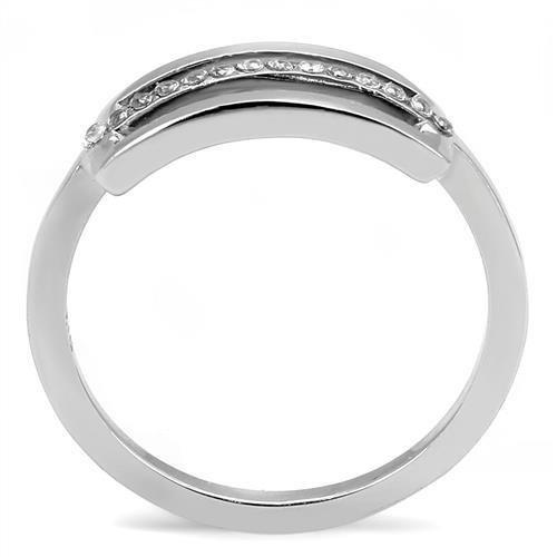 TK3177 - High polished (no plating) Stainless Steel Ring with AAA Grade CZ  in Clear LuxuryLifeWay Online Store