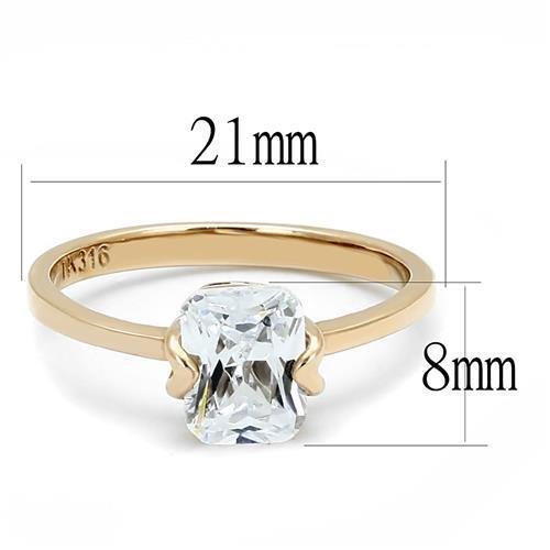 TK3179 - IP Rose Gold(Ion Plating) Stainless Steel Ring with AAA Grade CZ  in Clear LuxuryLifeWay Online Store