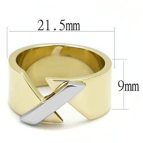 TK3184 - Two-Tone IP Gold (Ion Plating) Stainless Steel Ring with No Stone LuxuryLifeWay Online Store