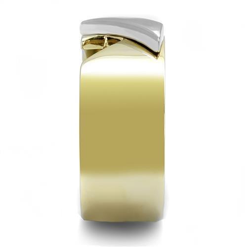 TK3184 - Two-Tone IP Gold (Ion Plating) Stainless Steel Ring with No Stone LuxuryLifeWay Online Store
