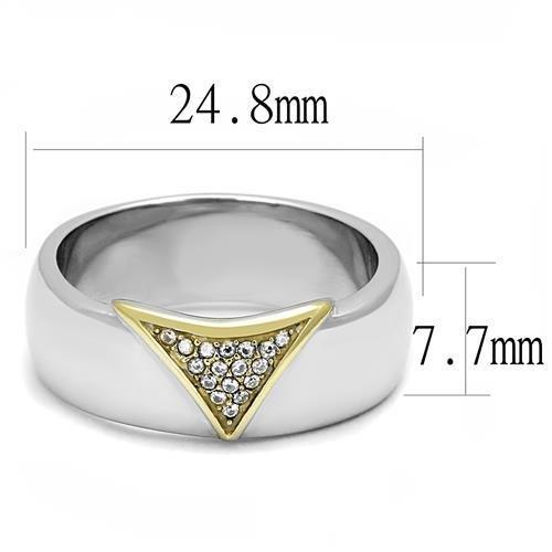 TK3187 - Two-Tone IP Gold (Ion Plating) Stainless Steel Ring with AAA Grade CZ  in Clear LuxuryLifeWay Online Store