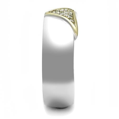 TK3187 - Two-Tone IP Gold (Ion Plating) Stainless Steel Ring with AAA Grade CZ  in Clear LuxuryLifeWay Online Store