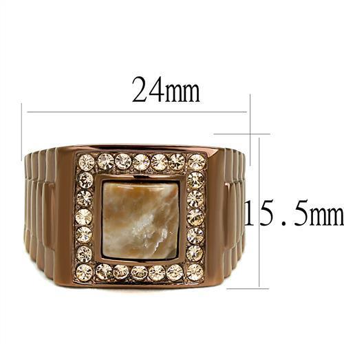 TK3190 - IP Coffee light Stainless Steel Ring with Semi-Precious Rain Flower Stone in Brown LuxuryLifeWay Online Store