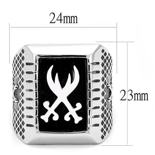 TK3191 - High polished (no plating) Stainless Steel Ring with Semi-Precious Onyx in Jet LuxuryLifeWay Online Store