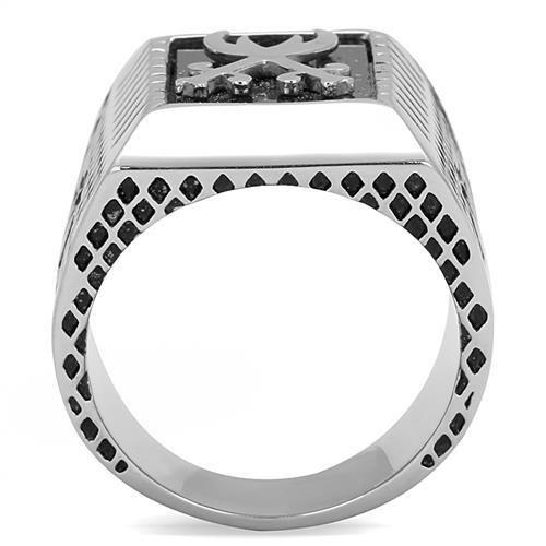 TK3191 - High polished (no plating) Stainless Steel Ring with Semi-Precious Onyx in Jet LuxuryLifeWay Online Store