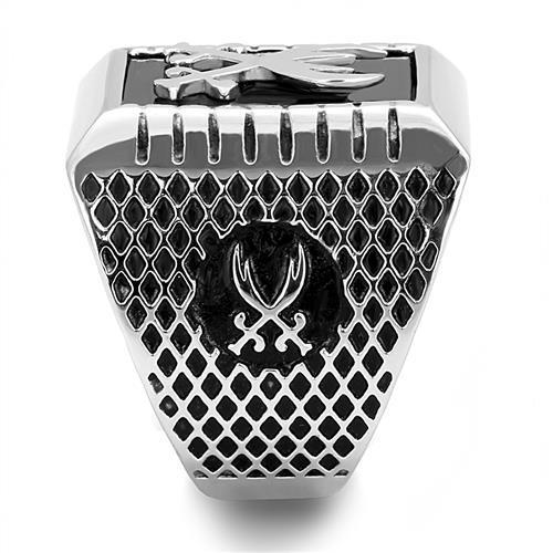 TK3191 - High polished (no plating) Stainless Steel Ring with Semi-Precious Onyx in Jet LuxuryLifeWay Online Store