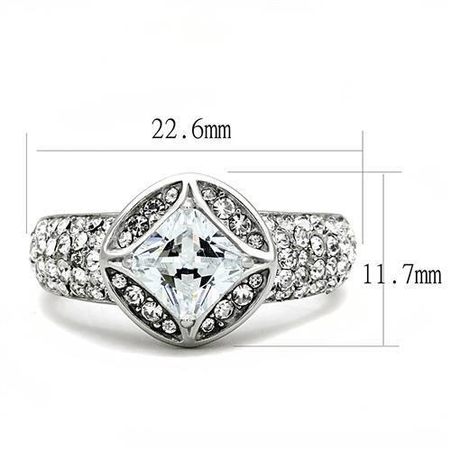 TK3206 - High polished (no plating) Stainless Steel Ring with AAA Grade CZ  in Clear LuxuryLifeWay Online Store