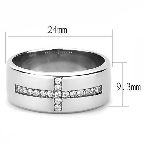 TK3225 - High polished (no plating) Stainless Steel Ring with AAA Grade CZ  in Clear LuxuryLifeWay Online Store