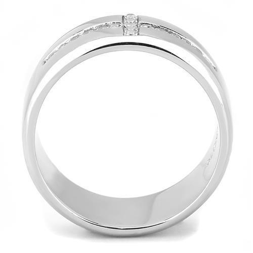 TK3225 - High polished (no plating) Stainless Steel Ring with AAA Grade CZ  in Clear LuxuryLifeWay Online Store
