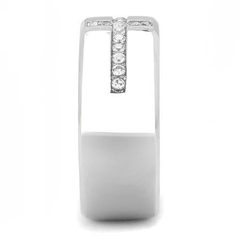 TK3225 - High polished (no plating) Stainless Steel Ring with AAA Grade CZ  in Clear LuxuryLifeWay Online Store