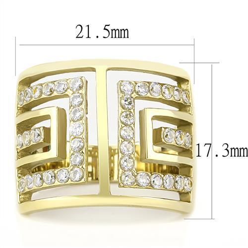 TK3238 - IP Gold(Ion Plating) Stainless Steel Ring with AAA Grade CZ  in Clear LuxuryLifeWay Online Store