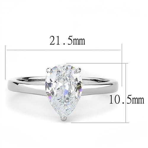 TK3251 - High polished (no plating) Stainless Steel Ring with AAA Grade CZ  in Clear LuxuryLifeWay Online Store