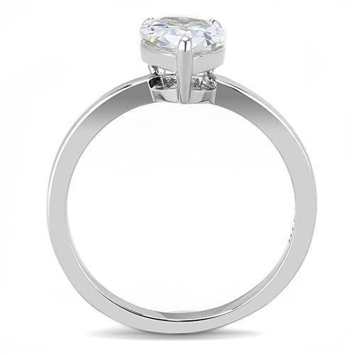 TK3251 - High polished (no plating) Stainless Steel Ring with AAA Grade CZ  in Clear LuxuryLifeWay Online Store