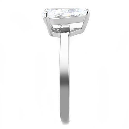 TK3251 - High polished (no plating) Stainless Steel Ring with AAA Grade CZ  in Clear LuxuryLifeWay Online Store
