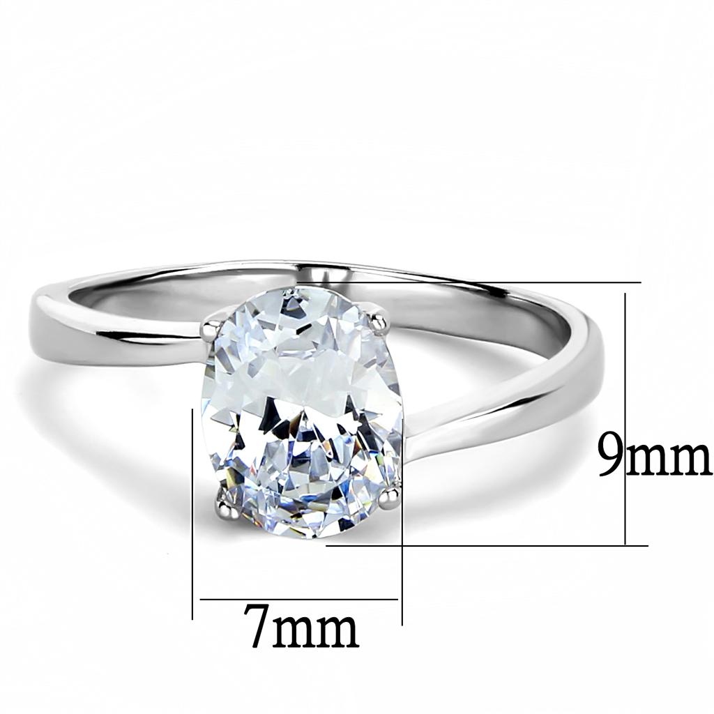 TK3433 - High polished (no plating) Stainless Steel Ring with AAA Grade CZ  in Clear LuxuryLifeWay Online Store