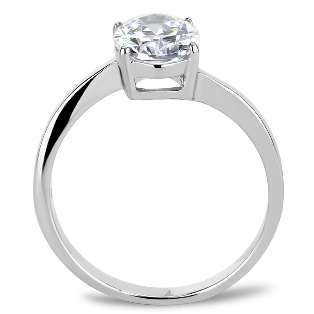 TK3433 - High polished (no plating) Stainless Steel Ring with AAA Grade CZ  in Clear LuxuryLifeWay Online Store