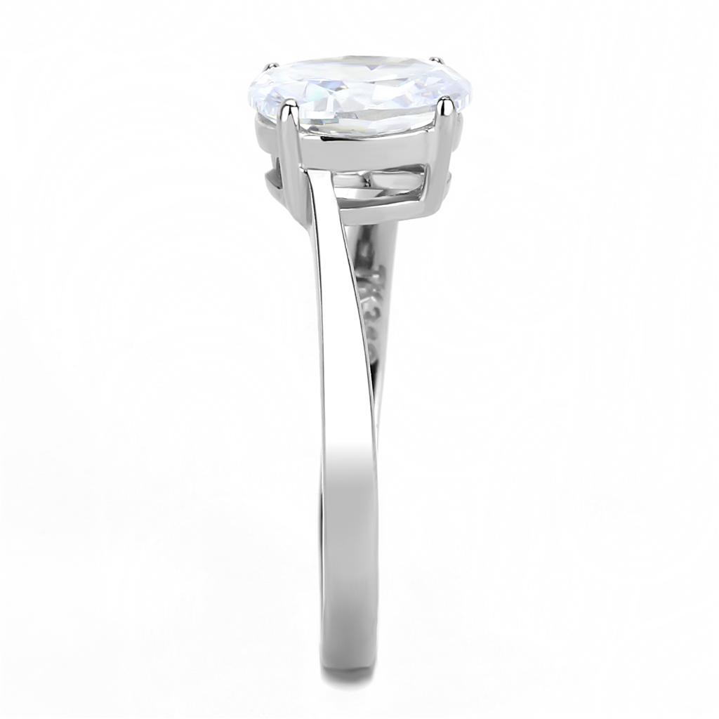 TK3433 - High polished (no plating) Stainless Steel Ring with AAA Grade CZ  in Clear LuxuryLifeWay Online Store