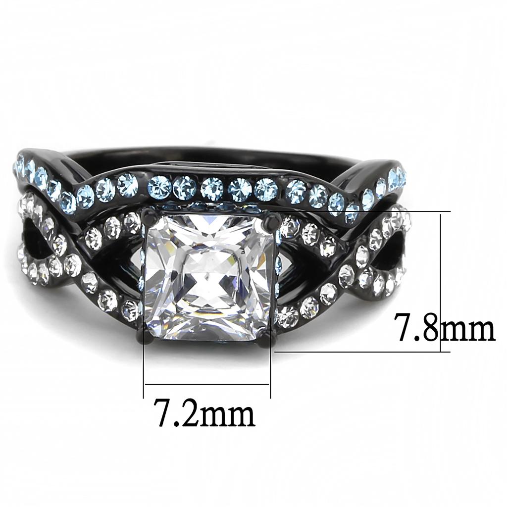 TK3457 - IP Black(Ion Plating) Stainless Steel Ring with AAA Grade CZ  in Clear LuxuryLifeWay Online Store