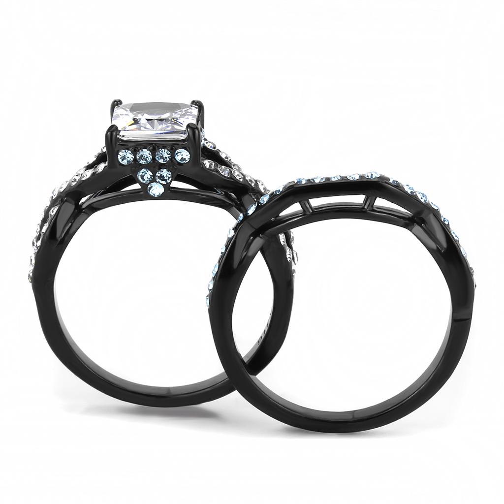 TK3457 - IP Black(Ion Plating) Stainless Steel Ring with AAA Grade CZ  in Clear LuxuryLifeWay Online Store