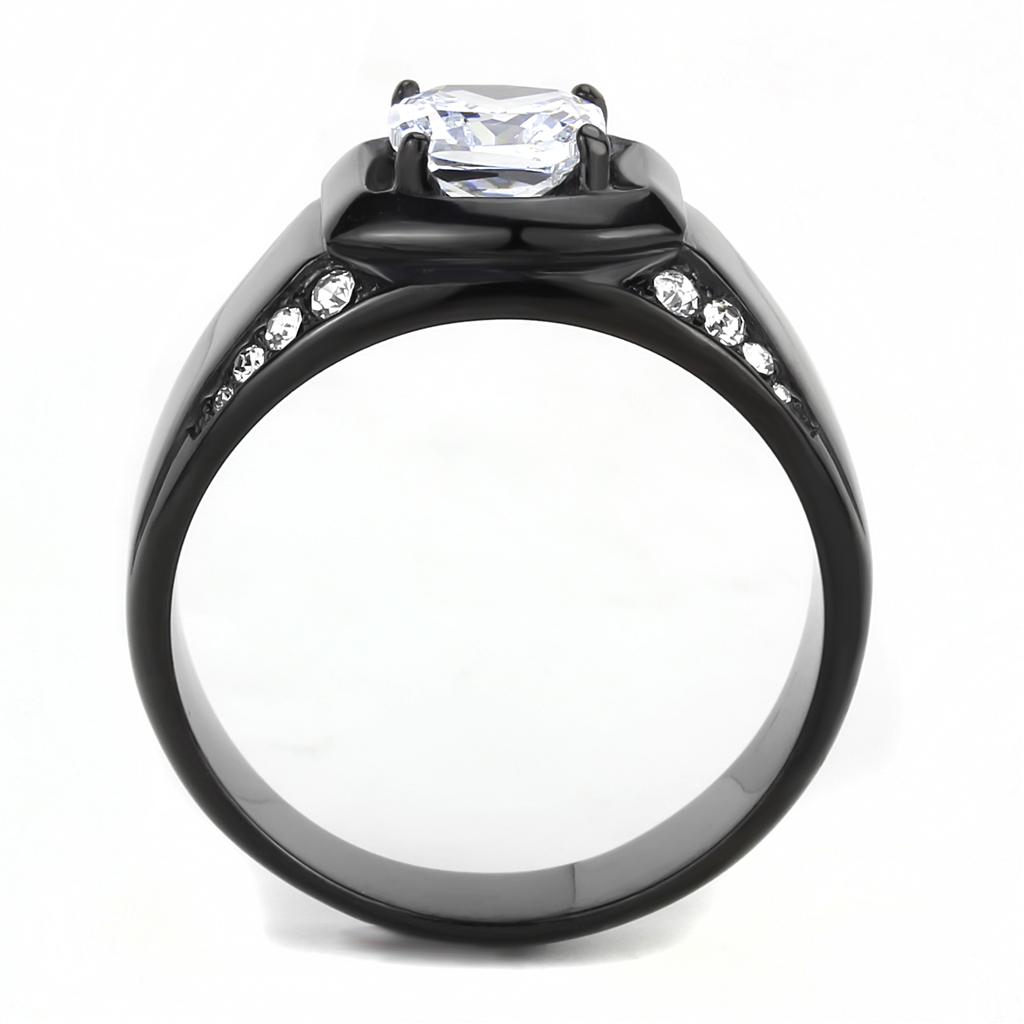 TK3467 - IP Black(Ion Plating) Stainless Steel Ring with AAA Grade CZ  in Clear LuxuryLifeWay Online Store
