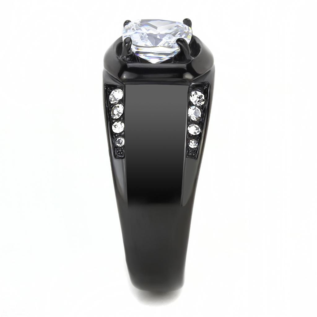 TK3467 - IP Black(Ion Plating) Stainless Steel Ring with AAA Grade CZ  in Clear LuxuryLifeWay Online Store