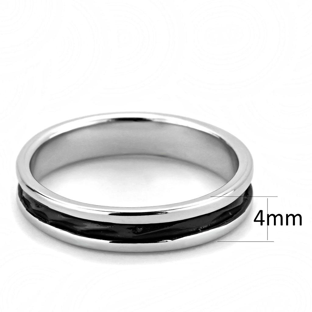 TK3502 - Two-Tone IP Black (Ion Plating) Stainless Steel Ring with No Stone LuxuryLifeWay Online Store