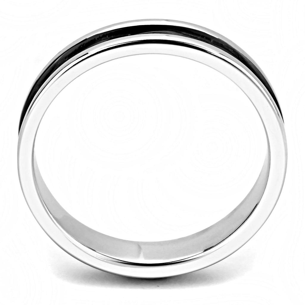 TK3502 - Two-Tone IP Black (Ion Plating) Stainless Steel Ring with No Stone LuxuryLifeWay Online Store