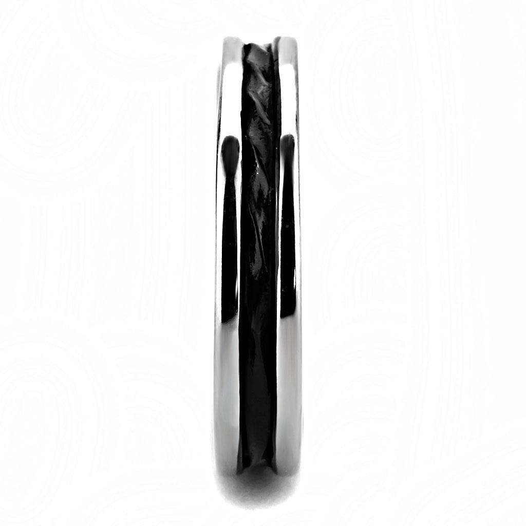 TK3502 - Two-Tone IP Black (Ion Plating) Stainless Steel Ring with No Stone LuxuryLifeWay Online Store