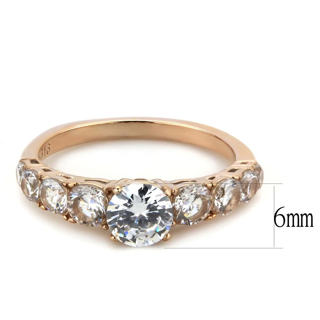 TK3516 - IP Rose Gold(Ion Plating) Stainless Steel Ring with AAA Grade CZ  in Clear LuxuryLifeWay Online Store