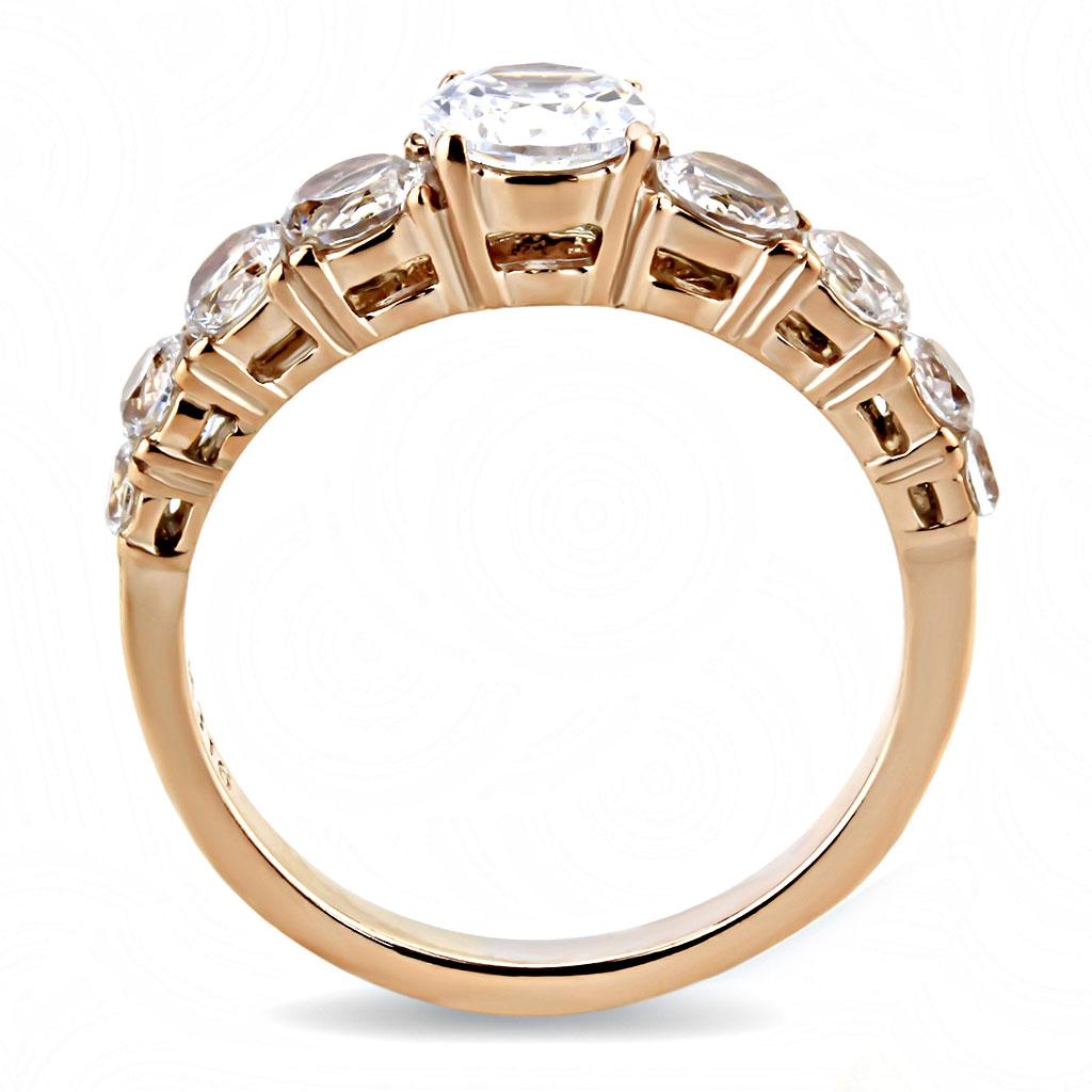 TK3516 - IP Rose Gold(Ion Plating) Stainless Steel Ring with AAA Grade CZ  in Clear LuxuryLifeWay Online Store