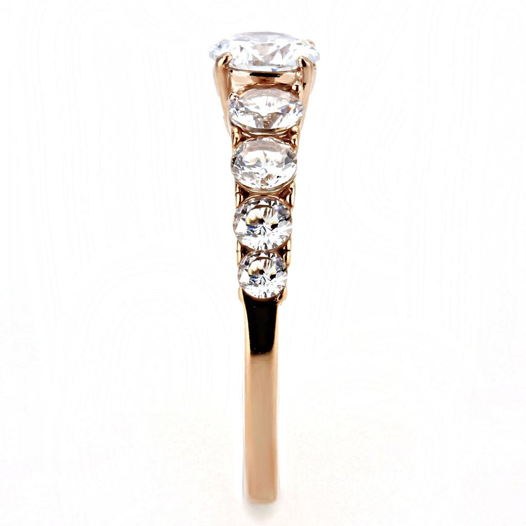 TK3516 - IP Rose Gold(Ion Plating) Stainless Steel Ring with AAA Grade CZ  in Clear LuxuryLifeWay Online Store