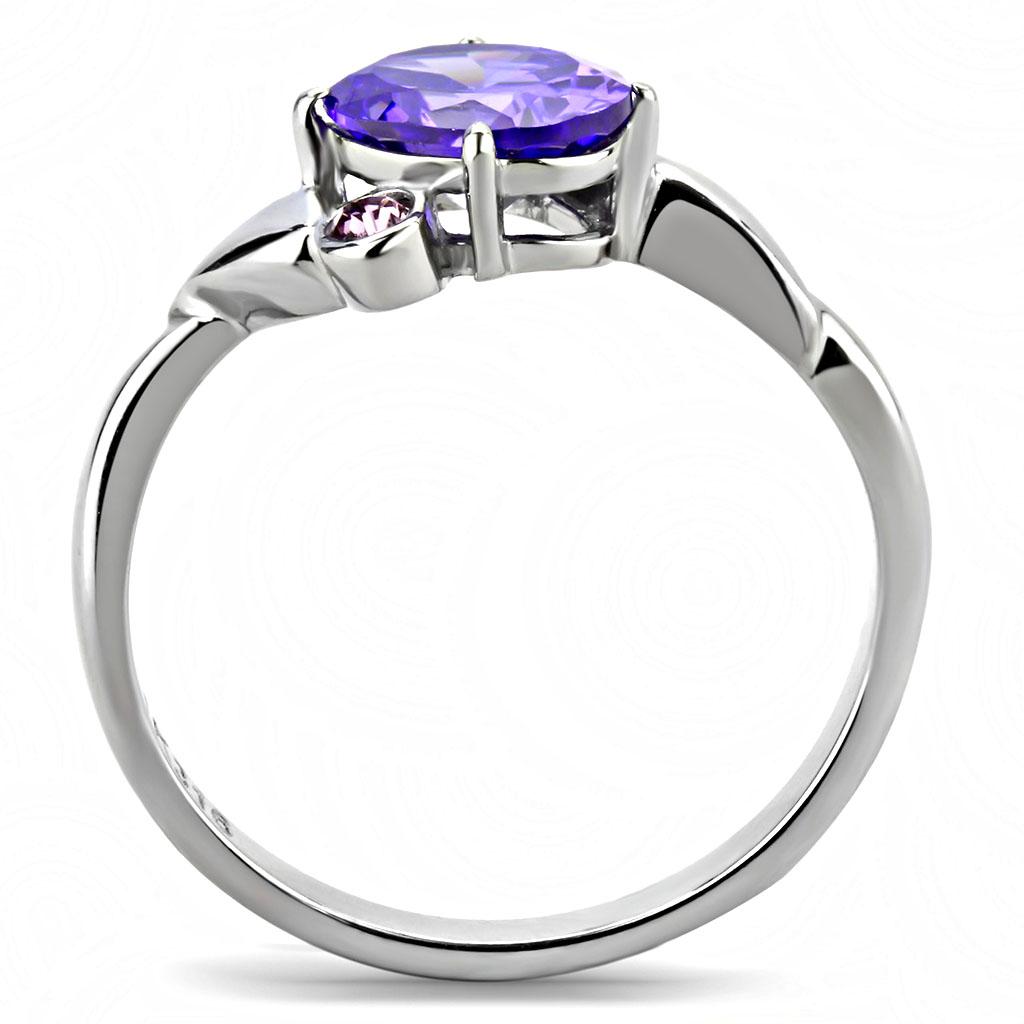 TK3525 - High polished (no plating) Stainless Steel Ring with AAA Grade CZ  in Tanzanite LuxuryLifeWay Online Store