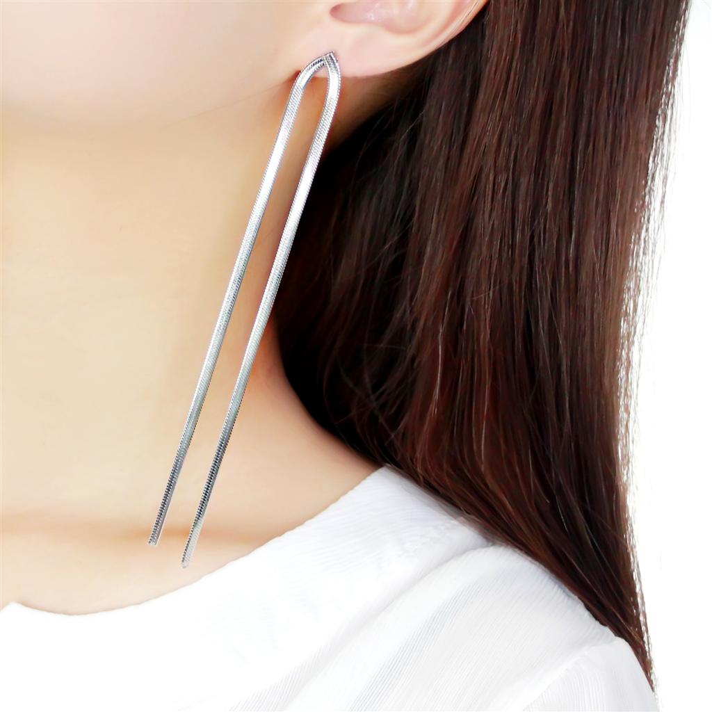 TK3530 - High polished (no plating) Stainless Steel Earrings with No Stone LuxuryLifeWay Online Store