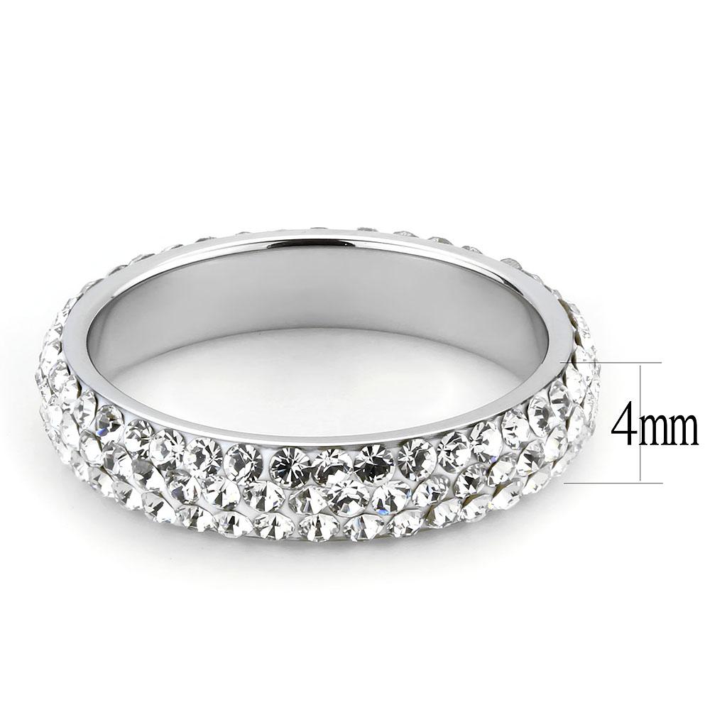 TK3533 - High polished (no plating) Stainless Steel Ring with Top Grade Crystal  in Clear LuxuryLifeWay Online Store
