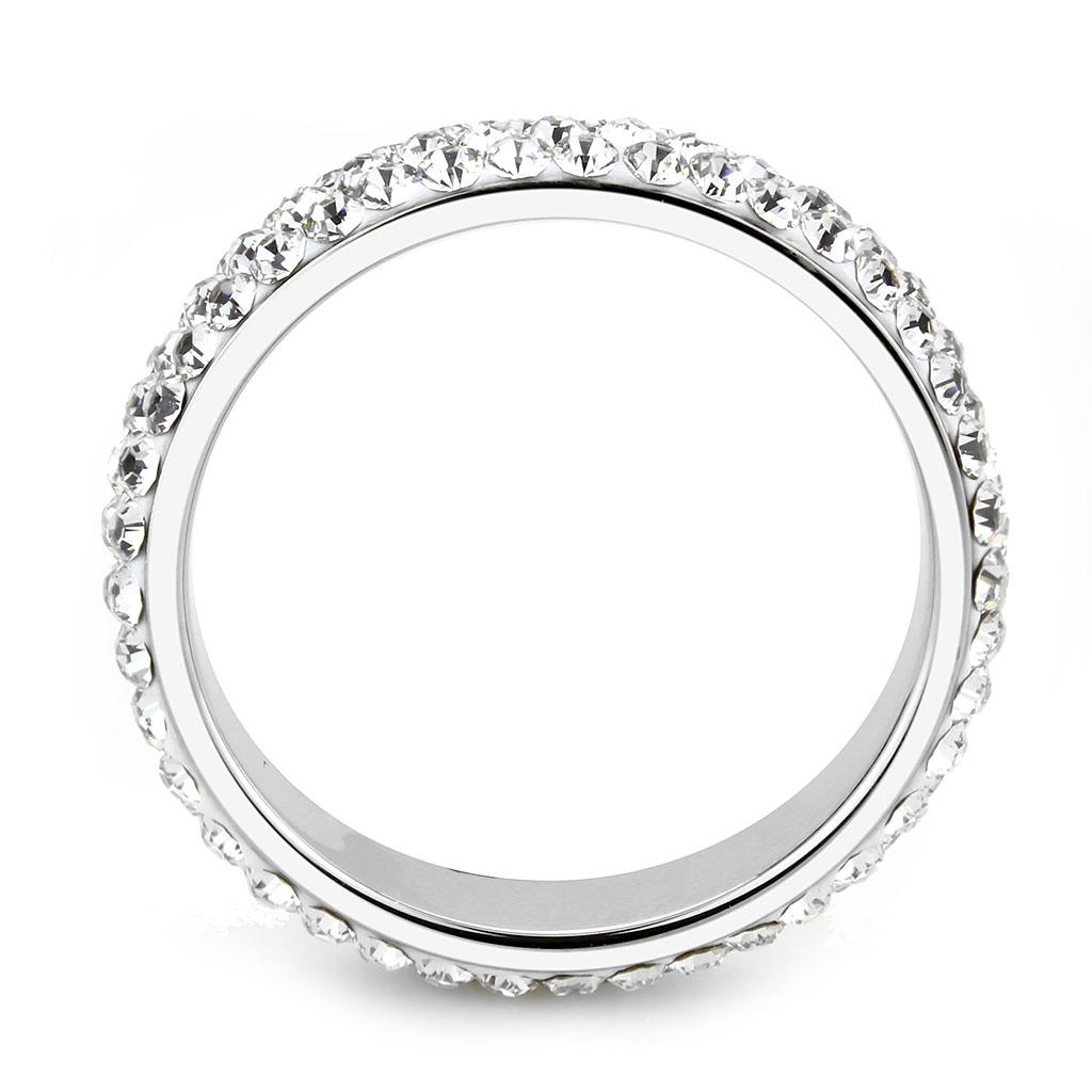 TK3533 - High polished (no plating) Stainless Steel Ring with Top Grade Crystal  in Clear LuxuryLifeWay Online Store