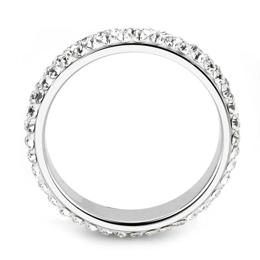 TK3533 - High polished (no plating) Stainless Steel Ring with Top Grade Crystal  in Clear LuxuryLifeWay Online Store