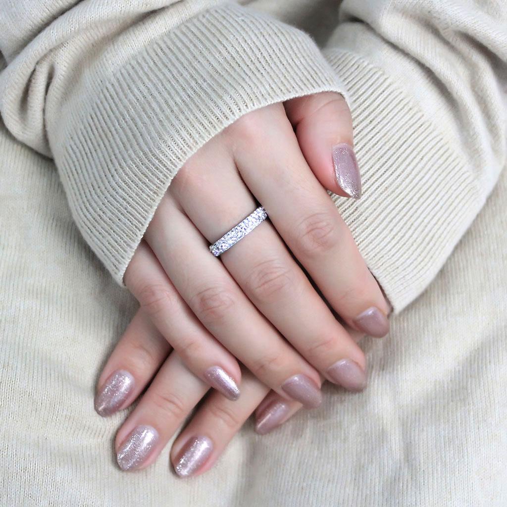 TK3533 - High polished (no plating) Stainless Steel Ring with Top Grade Crystal  in Clear LuxuryLifeWay Online Store