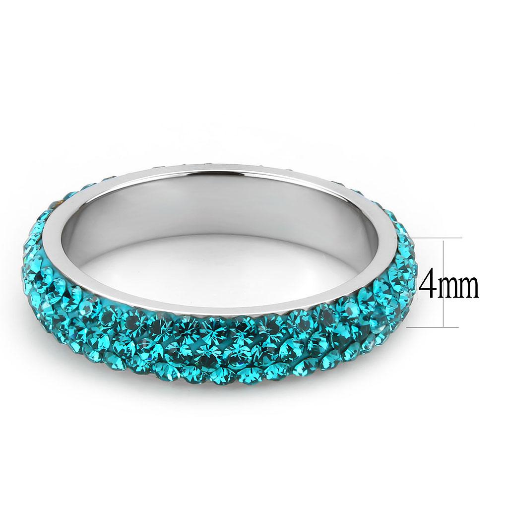 TK3538 - High polished (no plating) Stainless Steel Ring with Top Grade Crystal  in Blue Zircon LuxuryLifeWay Online Store