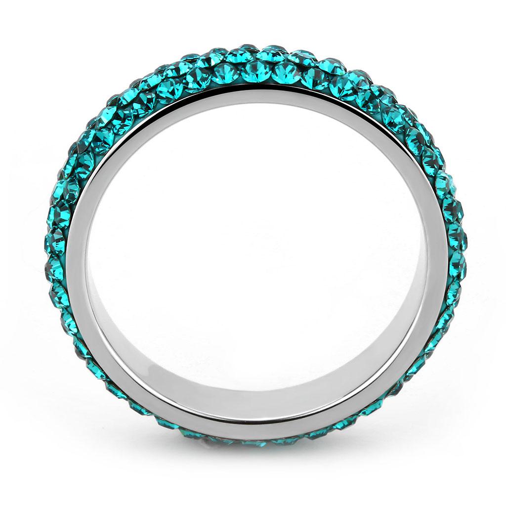 TK3538 - High polished (no plating) Stainless Steel Ring with Top Grade Crystal  in Blue Zircon LuxuryLifeWay Online Store
