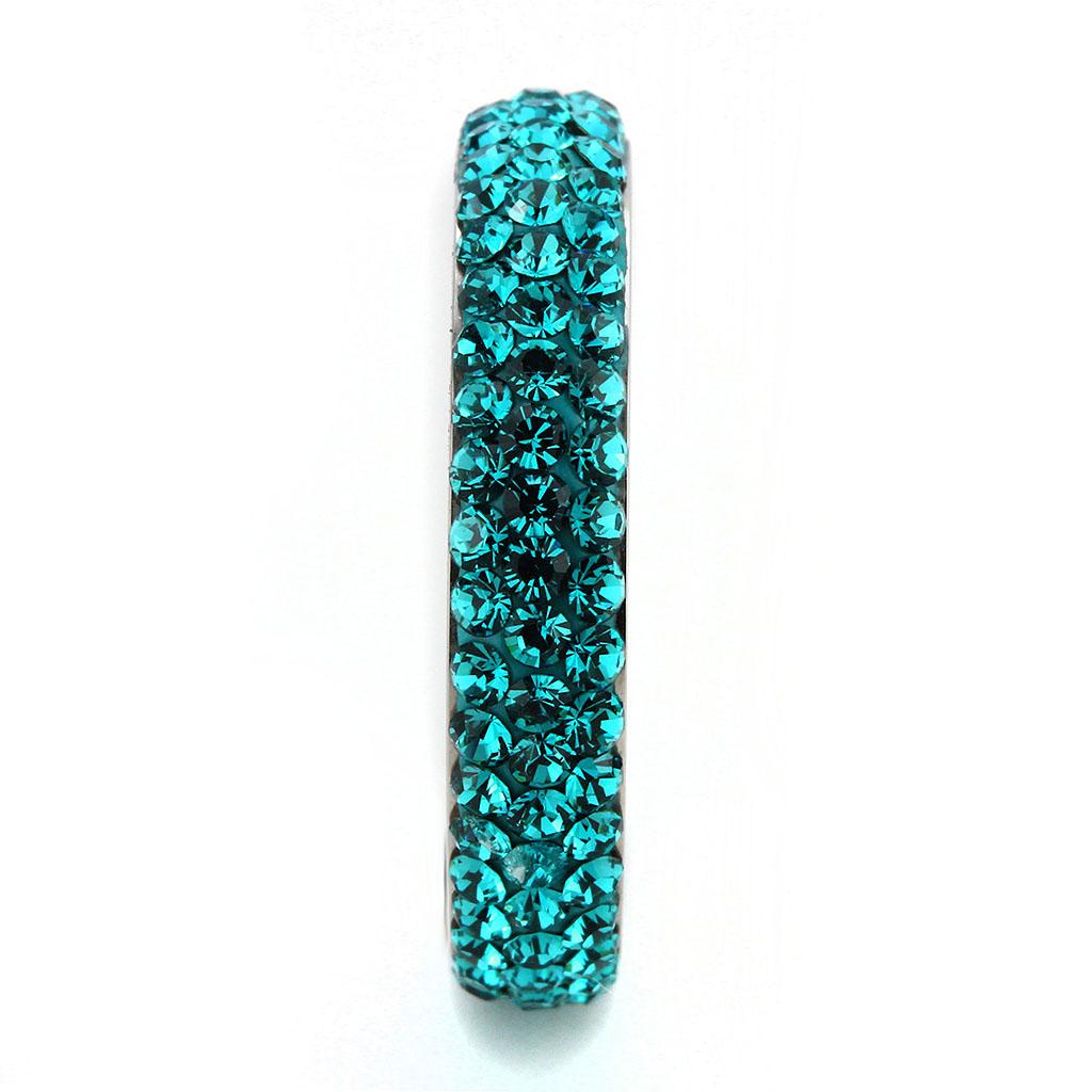 TK3538 - High polished (no plating) Stainless Steel Ring with Top Grade Crystal  in Blue Zircon LuxuryLifeWay Online Store