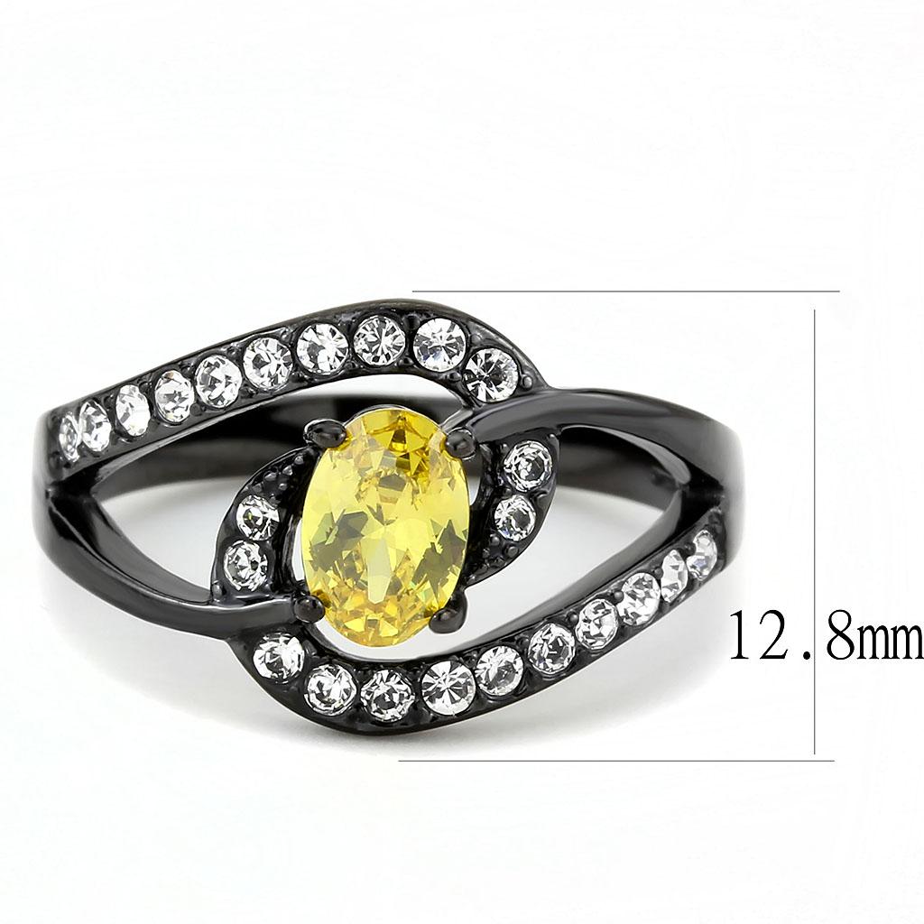 TK3571 - IP Black(Ion Plating) Stainless Steel Ring with AAA Grade CZ  in Topaz LuxuryLifeWay Online Store