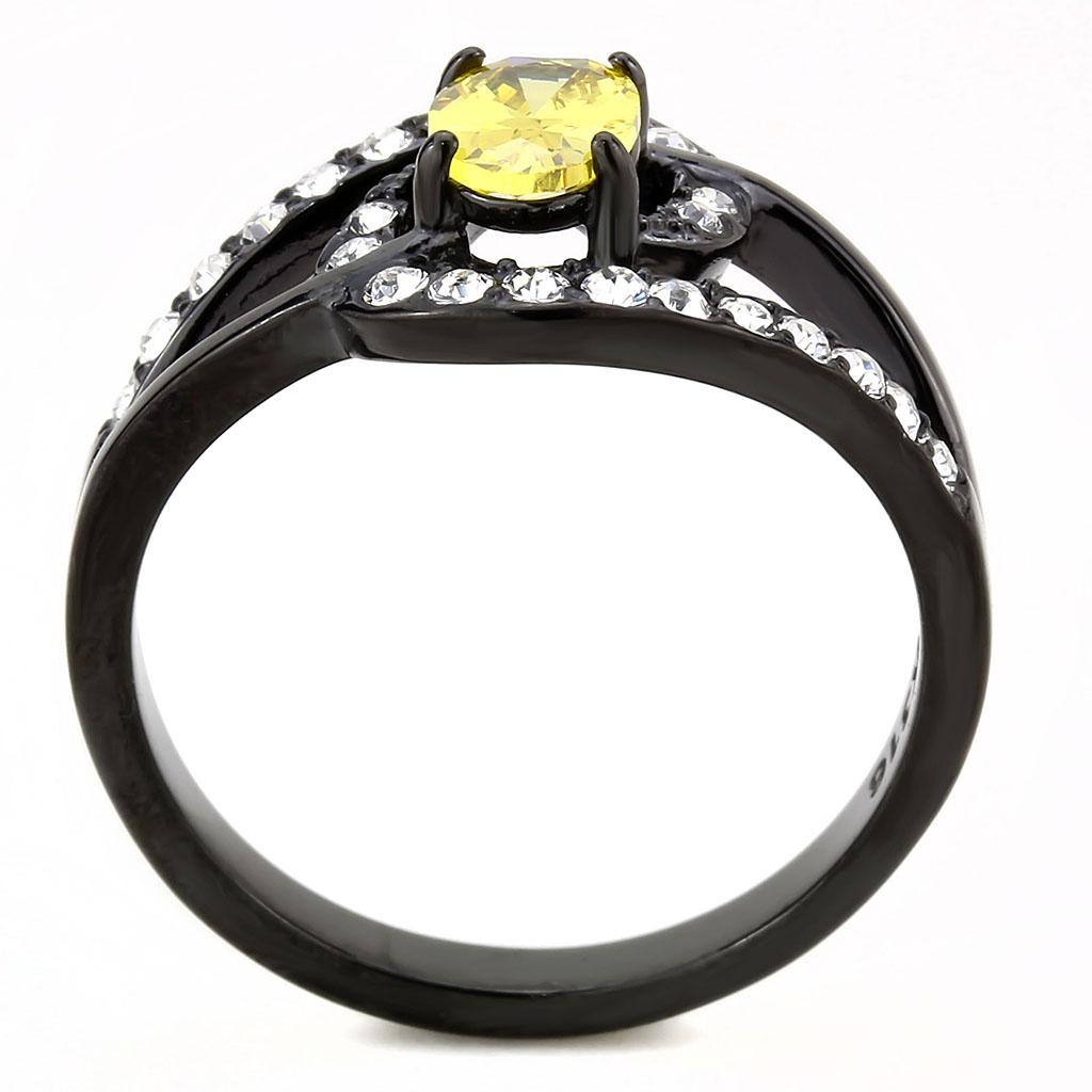TK3571 - IP Black(Ion Plating) Stainless Steel Ring with AAA Grade CZ  in Topaz LuxuryLifeWay Online Store