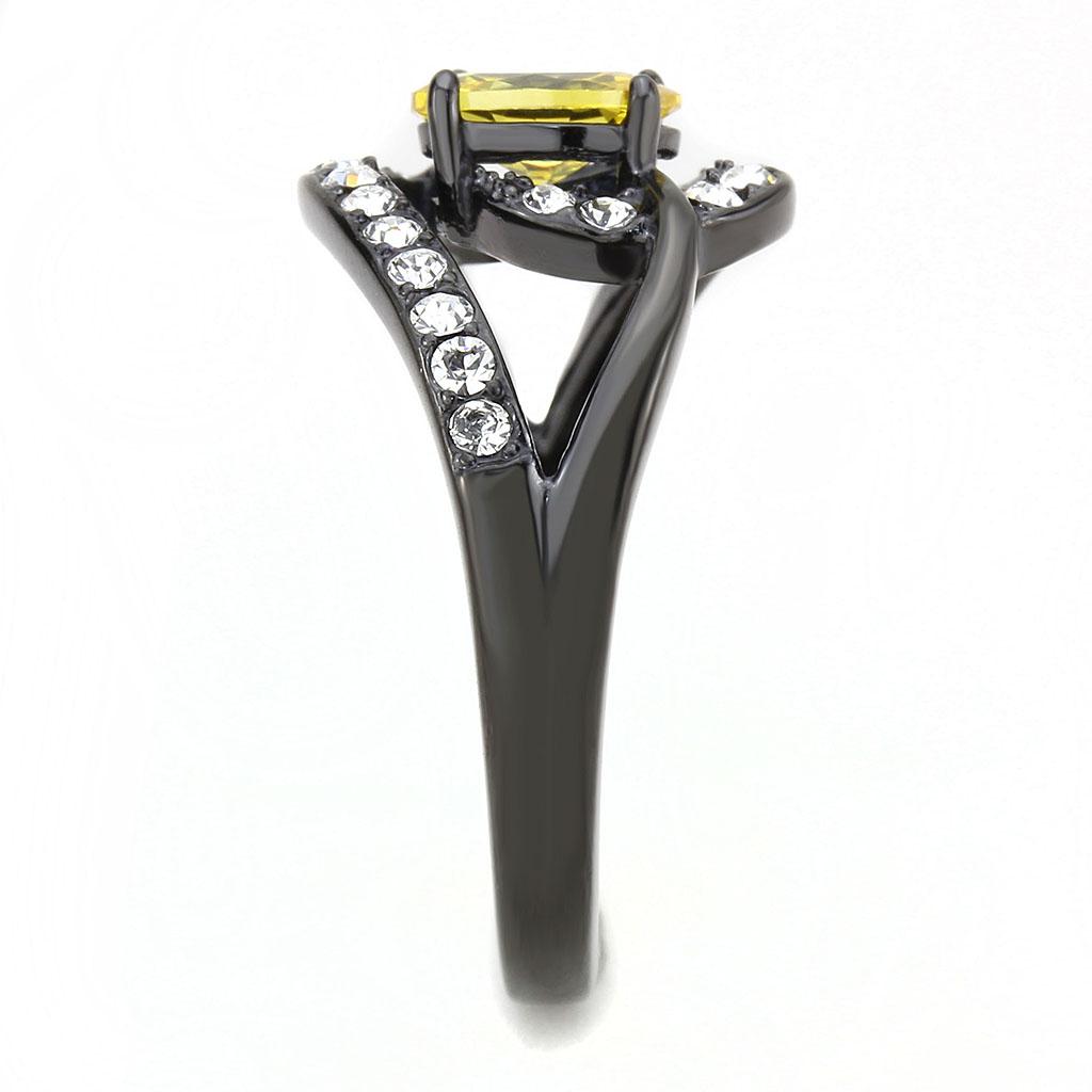 TK3571 - IP Black(Ion Plating) Stainless Steel Ring with AAA Grade CZ  in Topaz LuxuryLifeWay Online Store