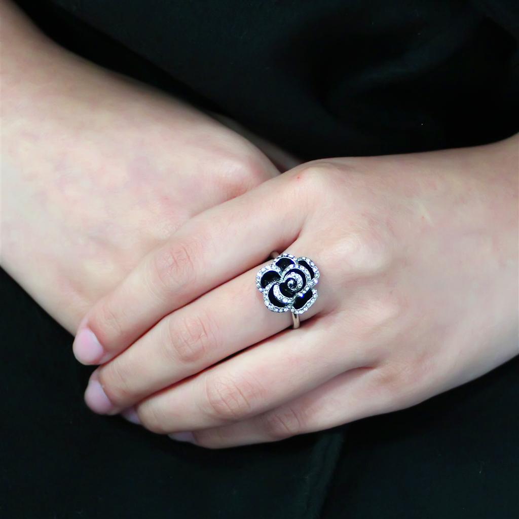 TK3577 - No Plating Stainless Steel Ring with Top Grade Crystal  in Clear LuxuryLifeWay Online Store