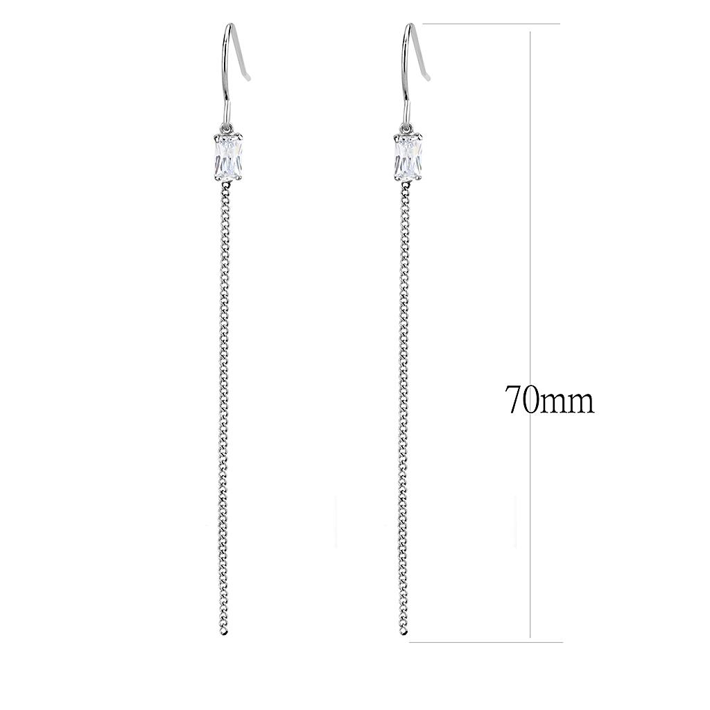 TK3599 - High polished (no plating) Stainless Steel Earrings with AAA Grade CZ  in Clear LuxuryLifeWay Online Store