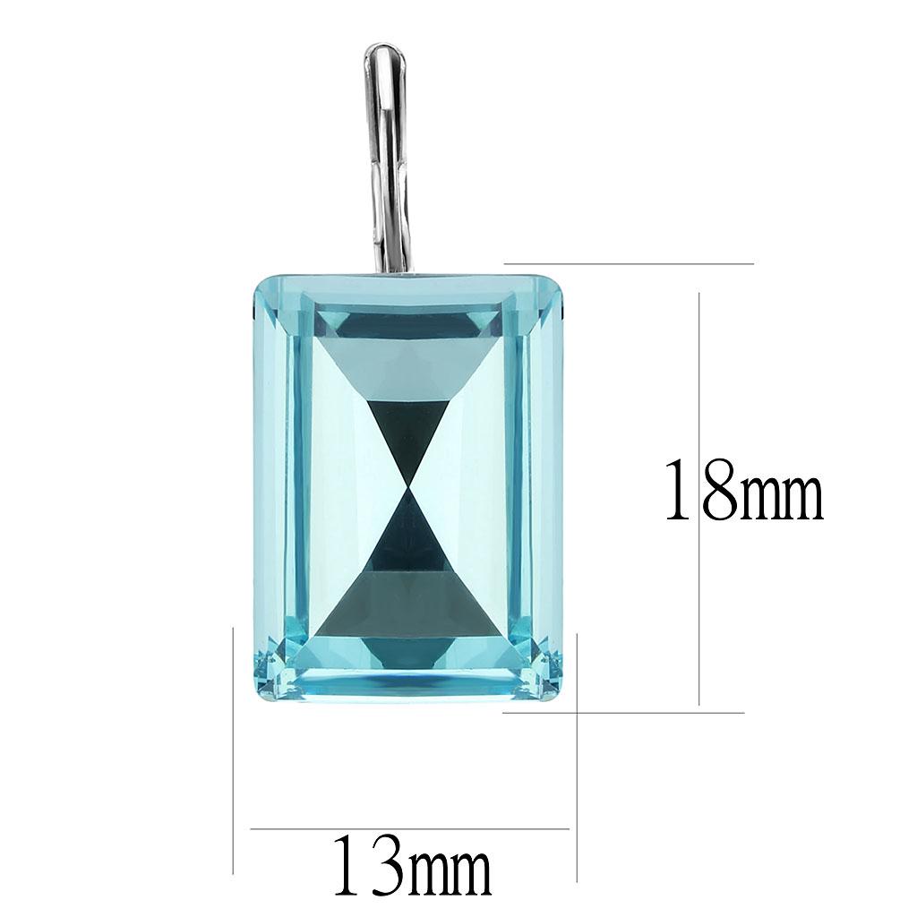 TK3649 - High polished (no plating) Stainless Steel Earrings with Top Grade Crystal  in Sea Blue LuxuryLifeWay Online Store