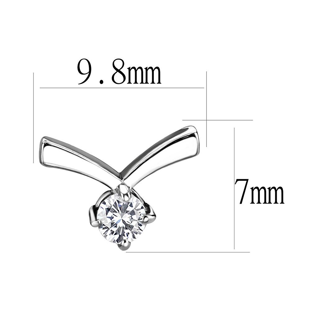 TK3657 - High polished (no plating) Stainless Steel Earrings with AAA Grade CZ  in Clear LuxuryLifeWay Online Store