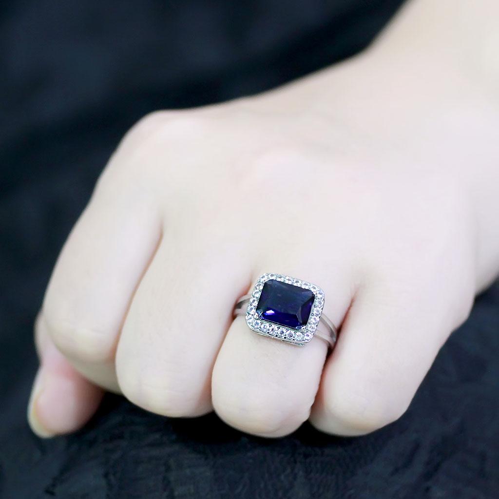 TK3696 - High polished (no plating) Stainless Steel Ring with Synthetic Synthetic Glass in Montana LuxuryLifeWay Online Store